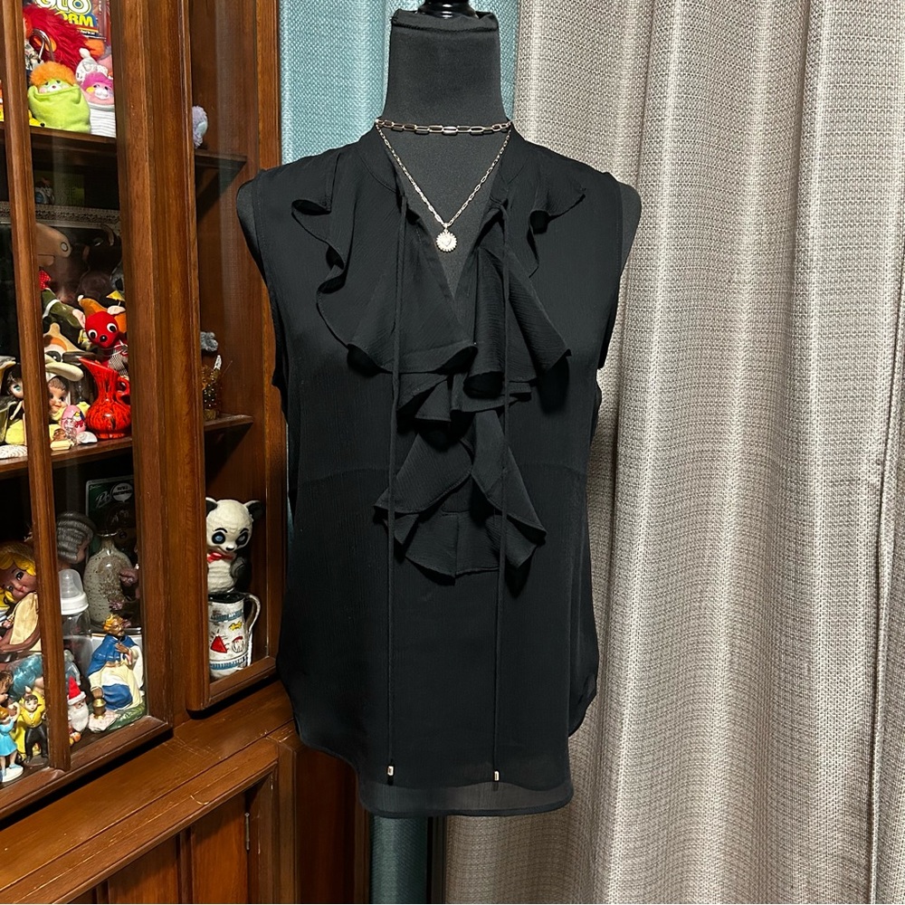Elegant Black Ruffle Blouse Shell